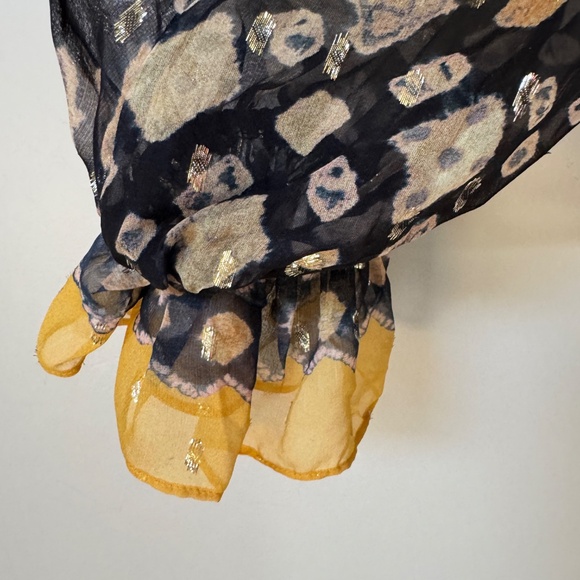 Ulla Johnson Nailah Peasant Blouse Midnight Sheer Silk Ruffle Balloon Sleeve  4 - Picture 11 of 13